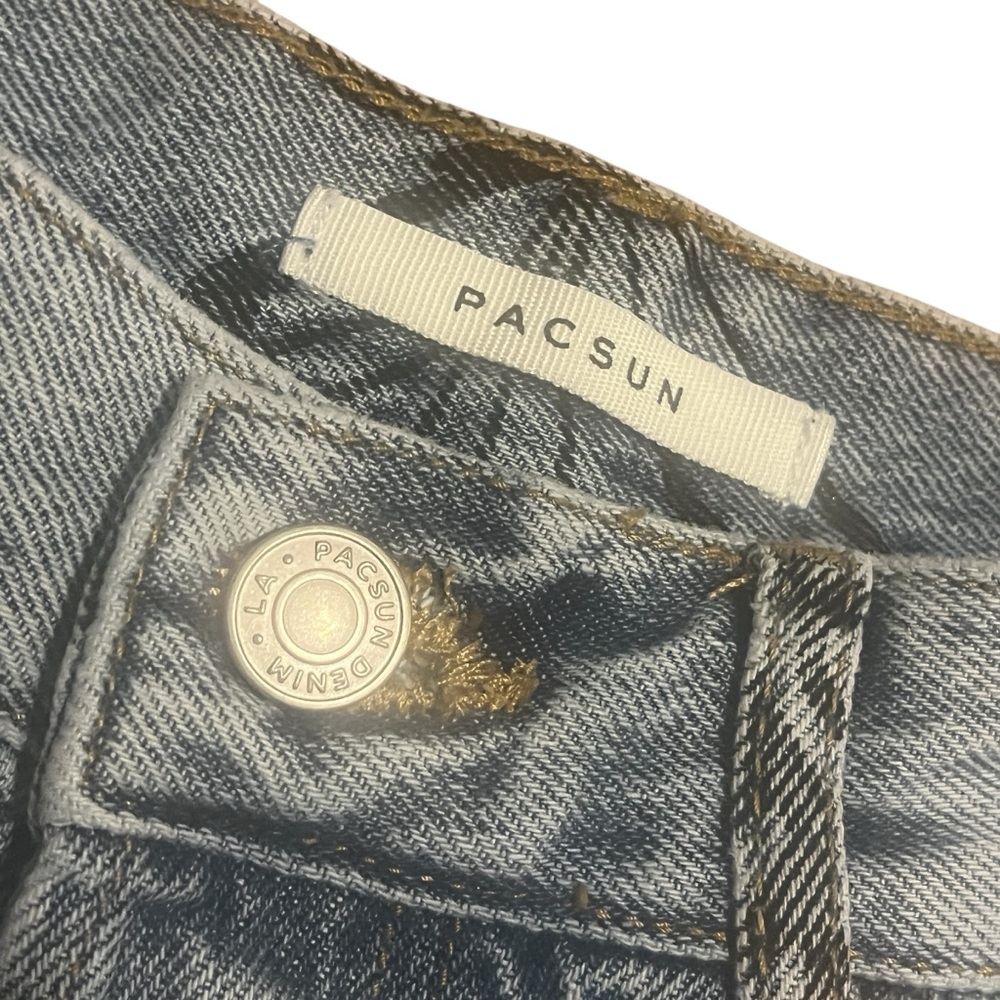 PacSun Eco Light Blue Butterfly Straight Leg Jeans Sz 25 - Picture 9 of 16